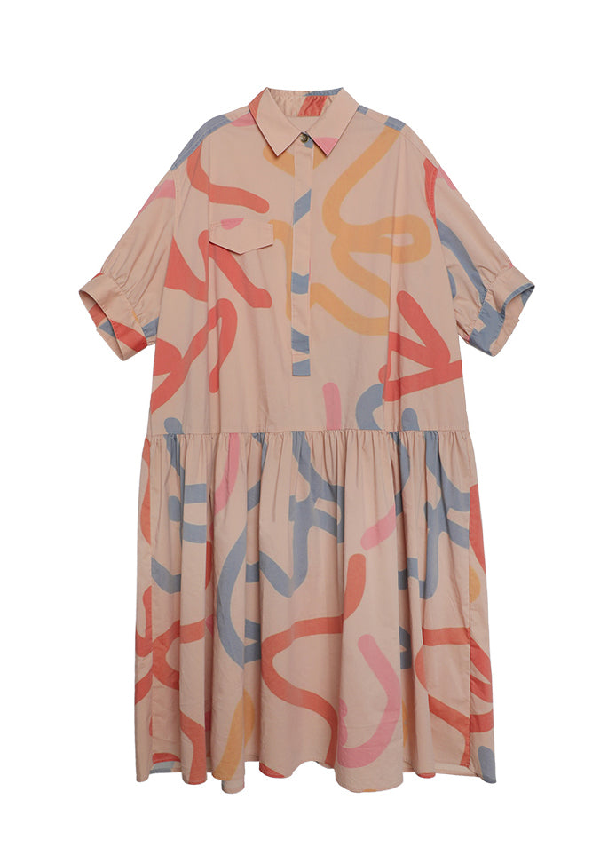 Original Peter Pan Collar Print Patchwork Cotton Dress Summer