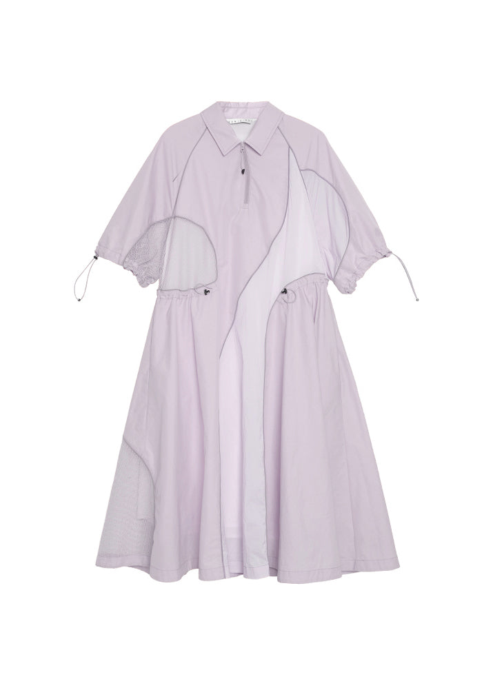 Original Summer Purple Asymmetrical Patchwork Drawstring Sports Dress
