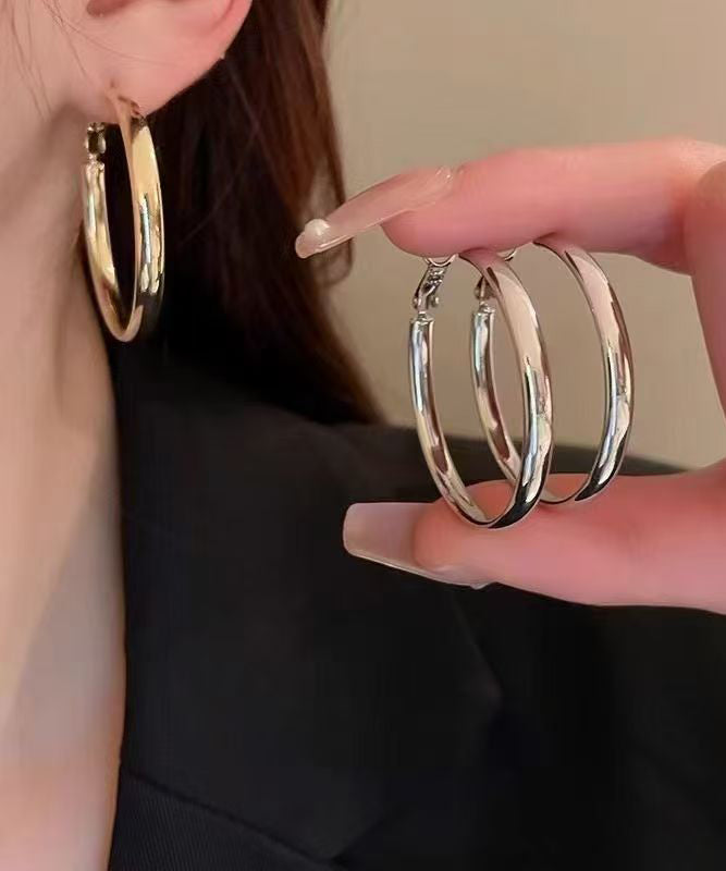Oversize Gold Copper Alloy Circle Hoop Earrings