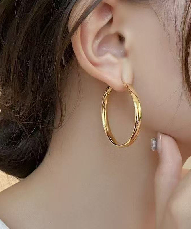 Oversize Gold Copper Alloy Circle Hoop Earrings