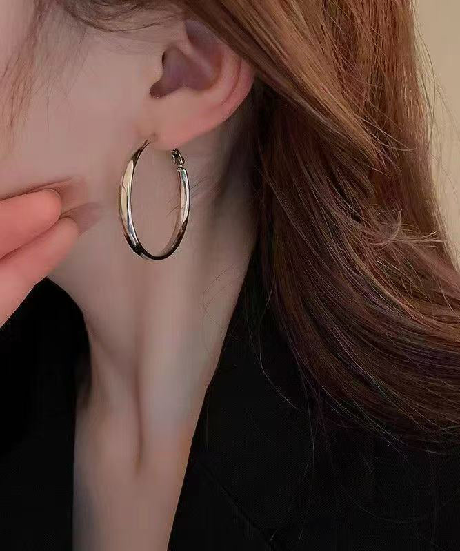 Oversize Gold Copper Alloy Circle Hoop Earrings