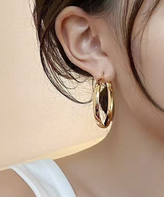 Oversize Gold Copper Alloy Circle Hoop Earrings