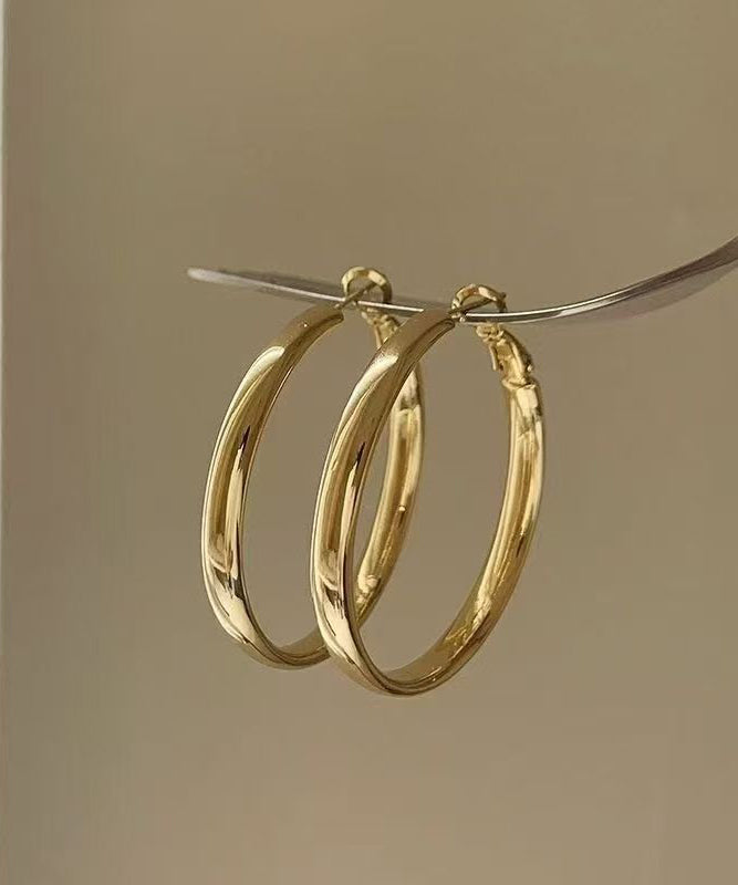 Oversize Gold Copper Alloy Circle Hoop Earrings