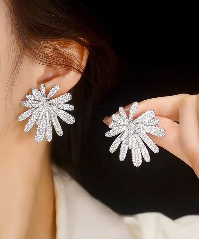 Oversize Silk Copper Zircon Fireworks Stud Earrings