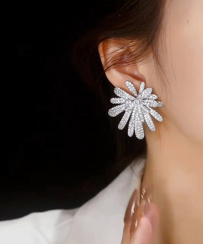 Oversize Silk Copper Zircon Fireworks Stud Earrings