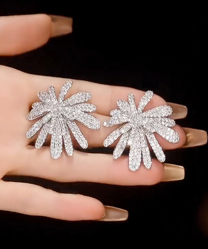 Oversize Silk Copper Zircon Fireworks Stud Earrings