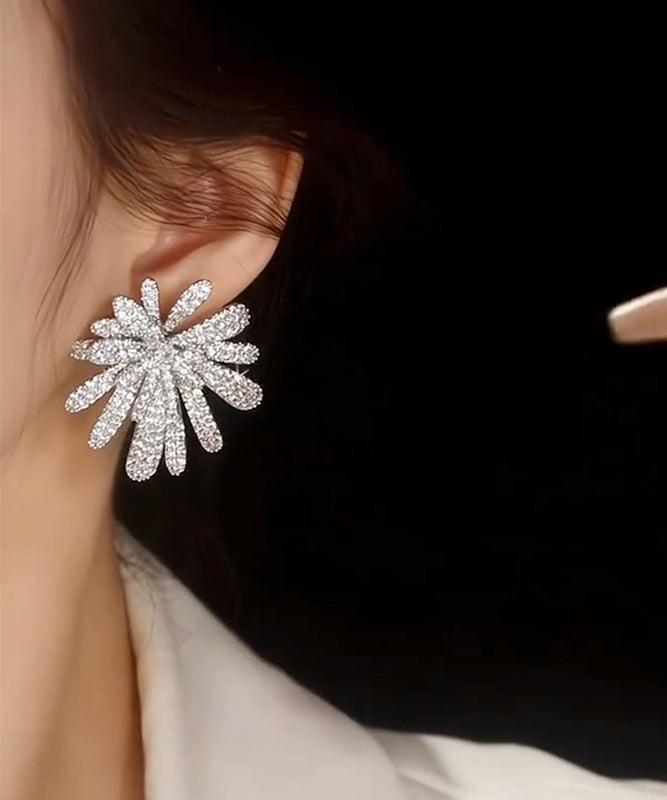 Oversize Silk Copper Zircon Fireworks Stud Earrings