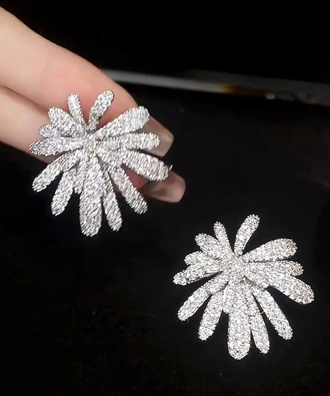 Oversize Silk Copper Zircon Fireworks Stud Earrings