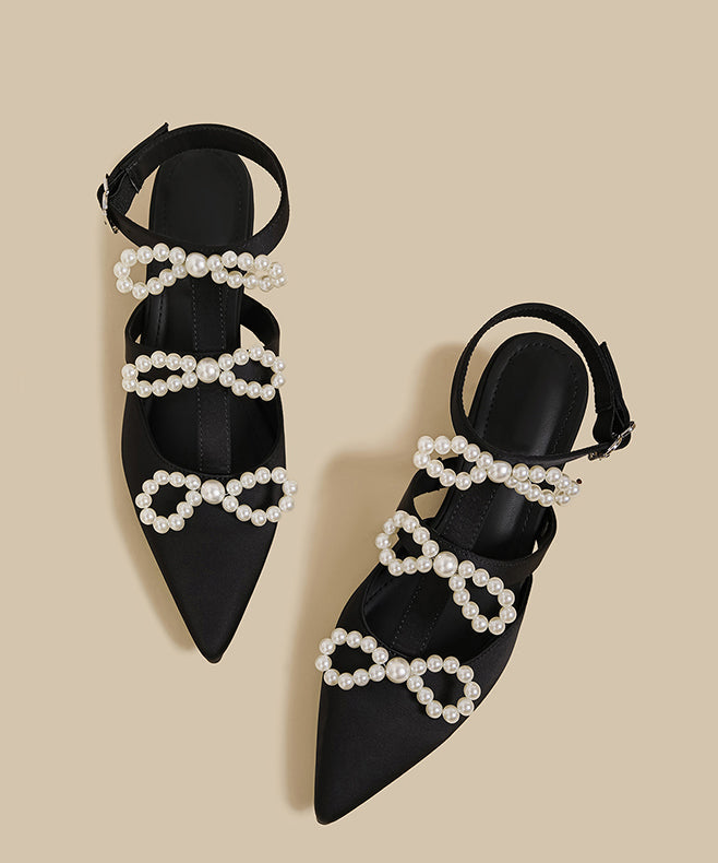 Pink Nail Bead Splicing Wedge Sandals Shoes Pointed Toe