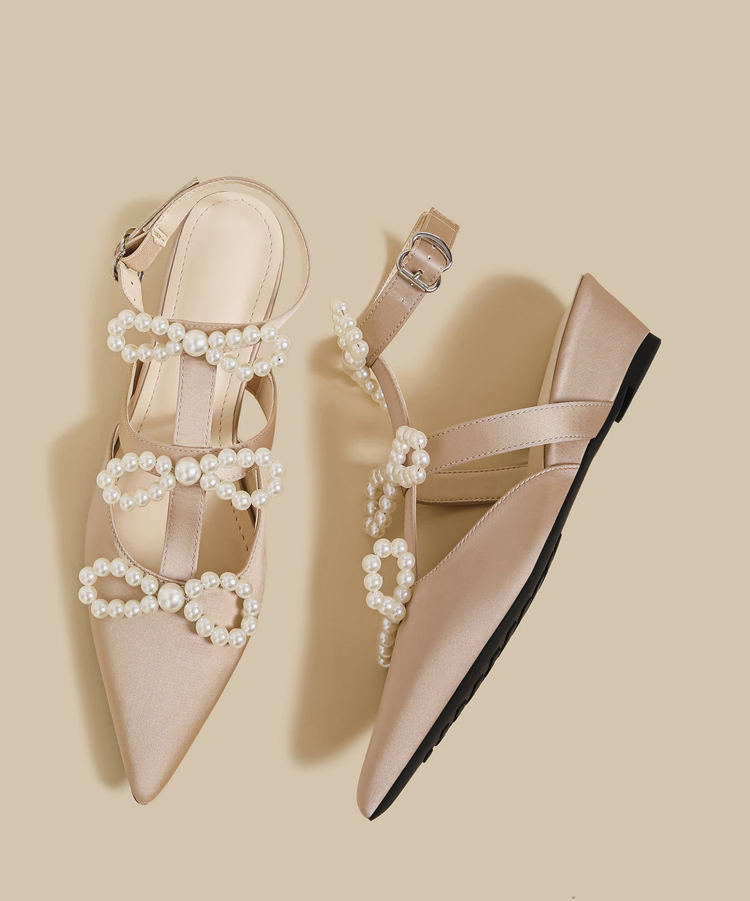 Pink Nail Bead Splicing Wedge Sandals Shoes Pointed Toe