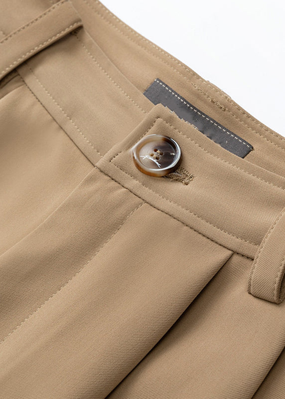 Plus Size Light Brown Patchwork High Waist Straight Pants