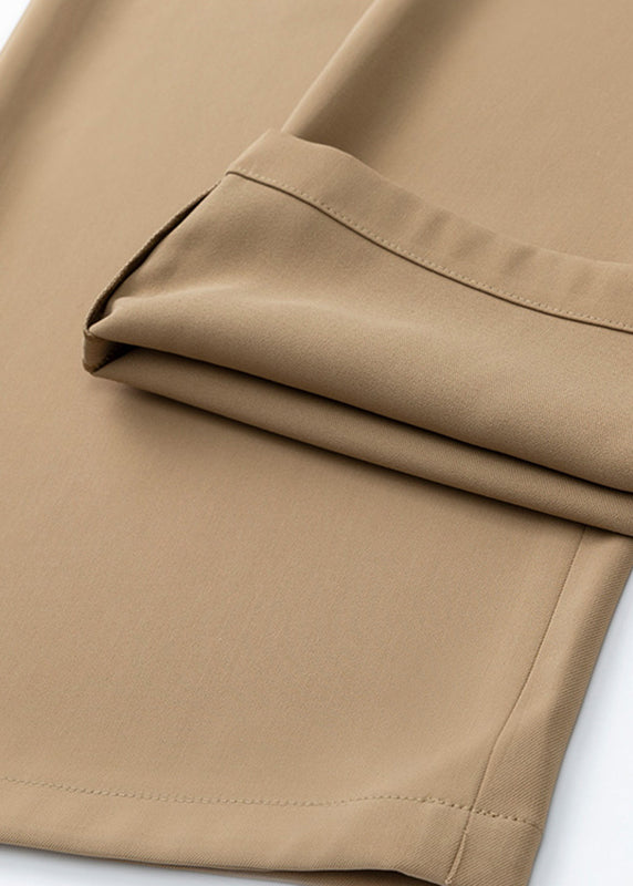 Plus Size Light Brown Patchwork High Waist Straight Pants