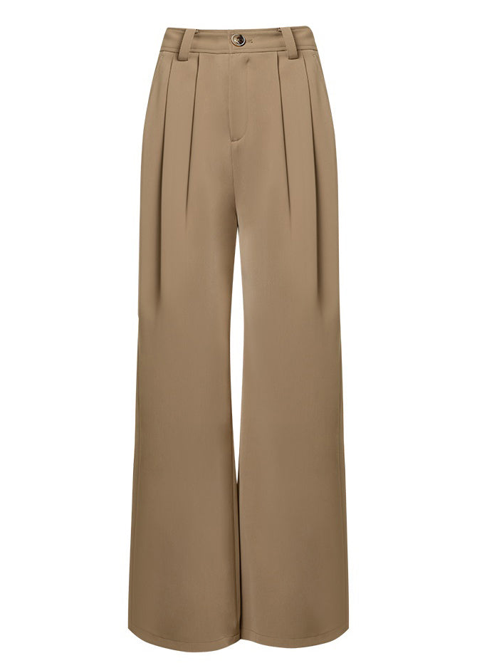 Plus Size Light Brown Patchwork High Waist Straight Pants
