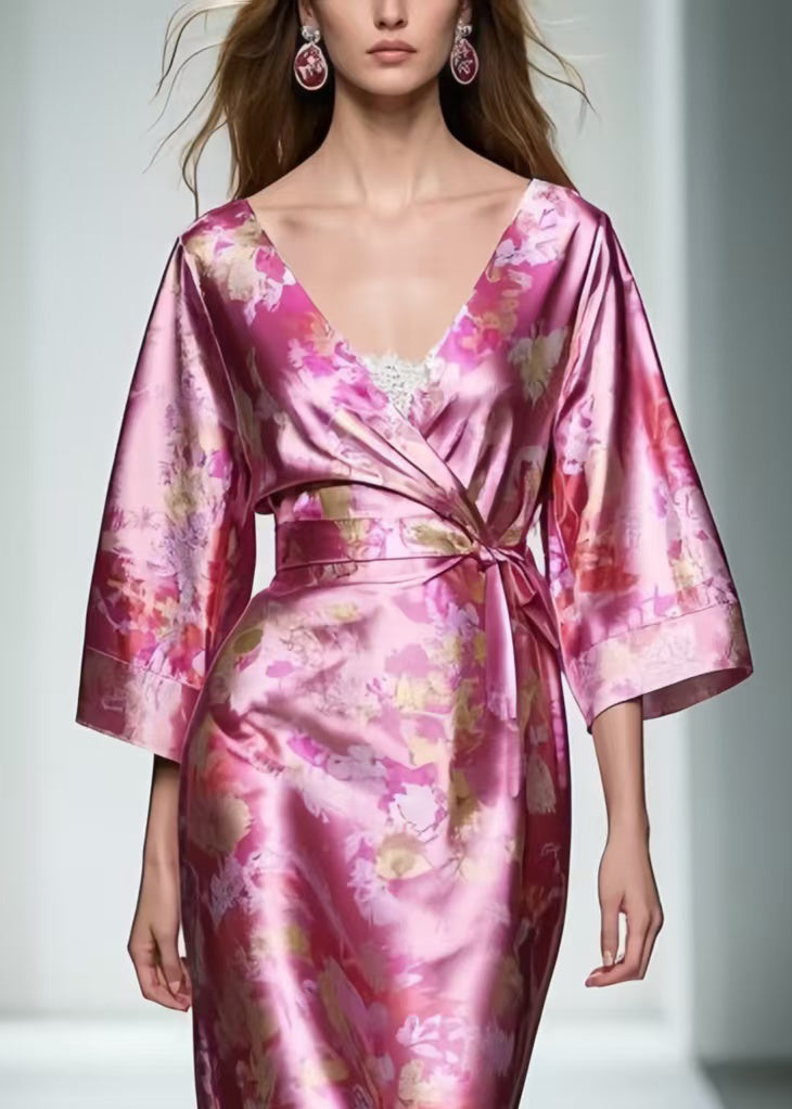 Plus Size Rose Tie Waist Patchwork Lace Long Dresses Summer