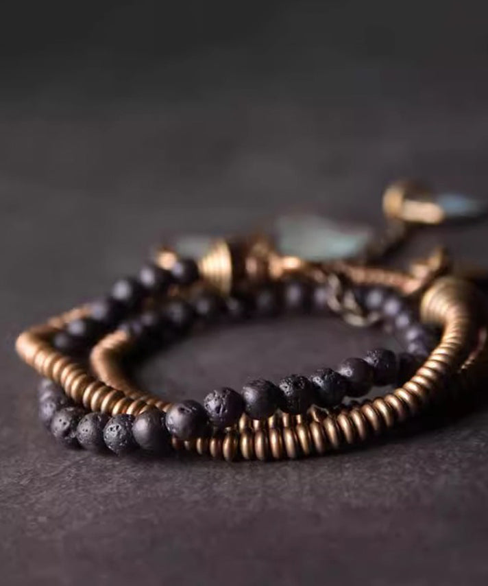 Retro Copper Beading Same Gender Design Men Charm Bracelet