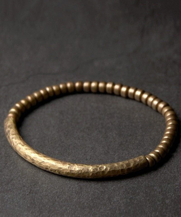 Retro Gold Copper Patchwork Bead Men Bracelet