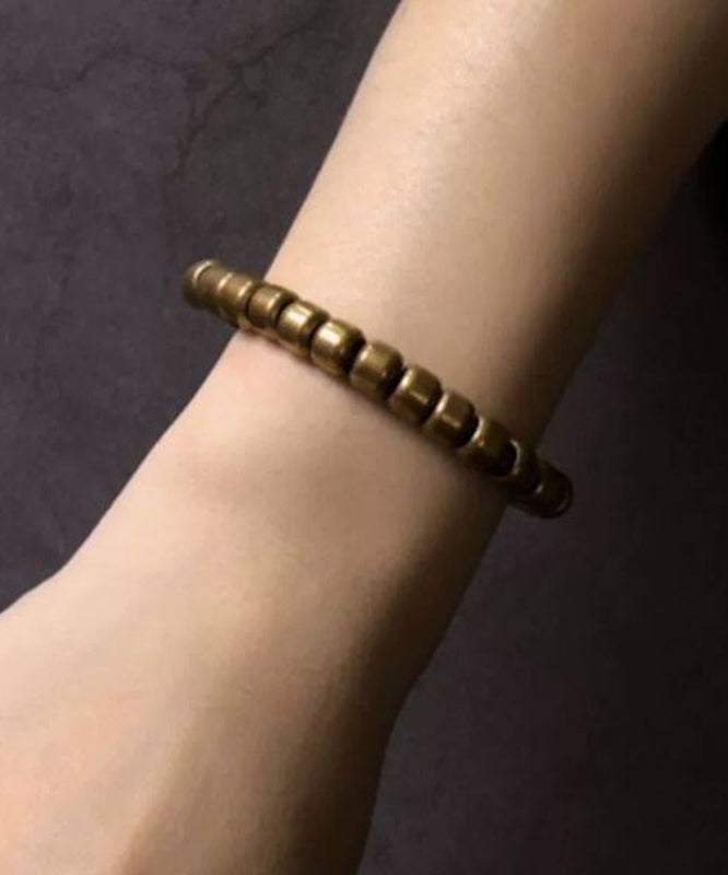 Retro Gold Copper Patchwork Bead Men Bracelet