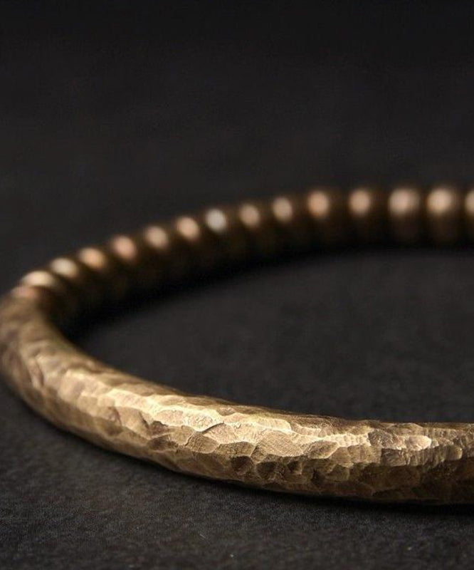 Retro Gold Copper Patchwork Bead Men Bracelet