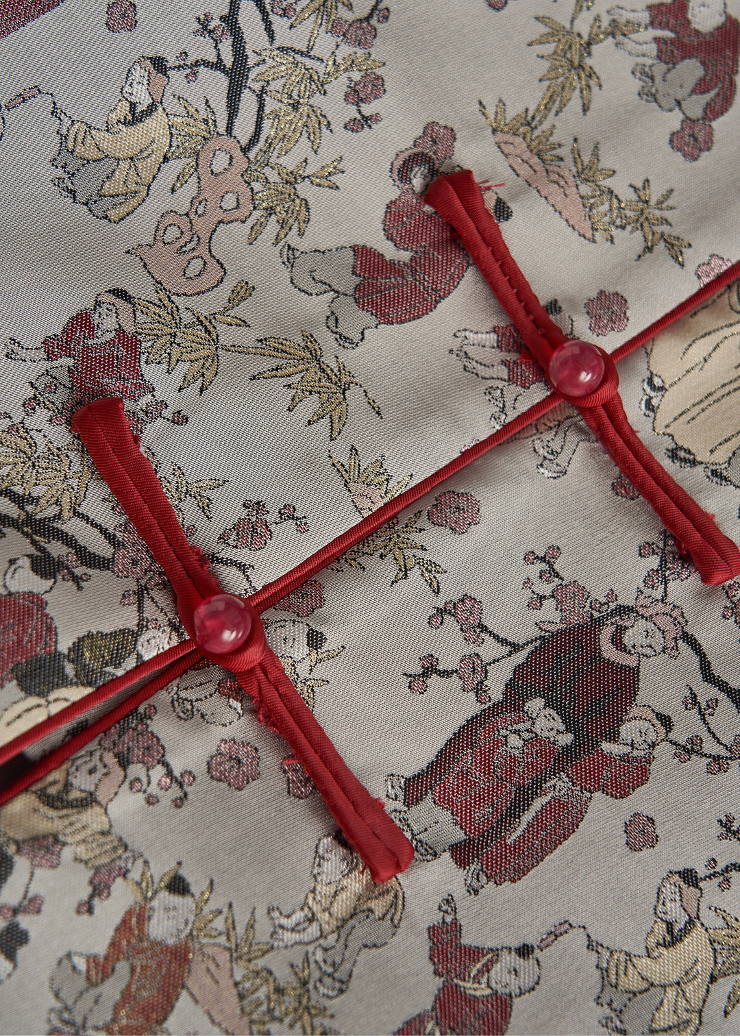 Retro Grey Oversized Print Cotton Oriental Jacket Fall