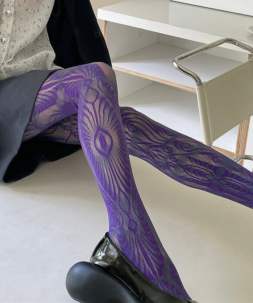 Sexy Purple Hollow Out Lace Sheer Mesh The Long Socks
