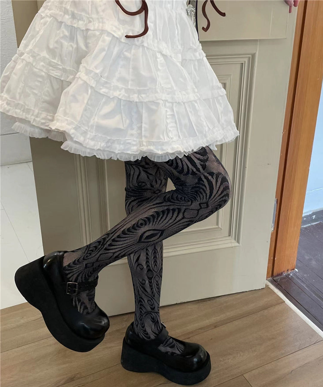 Sexy Purple Hollow Out Lace Sheer Mesh The Long Socks