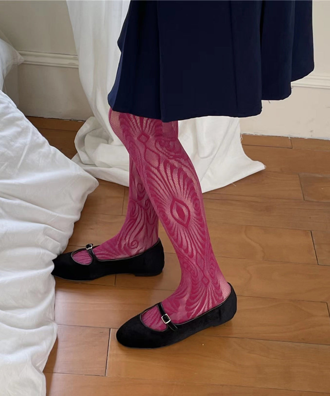 Sexy Purple Hollow Out Lace Sheer Mesh The Long Socks