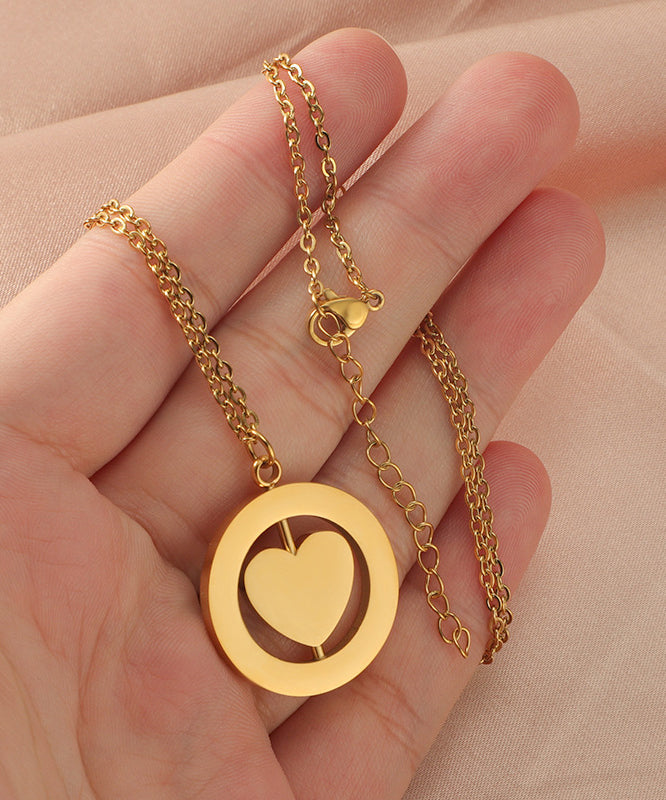 Simple Gold Stainless Steel Overgild Love Pendant Necklace