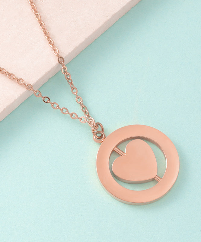 Simple Gold Stainless Steel Overgild Love Pendant Necklace
