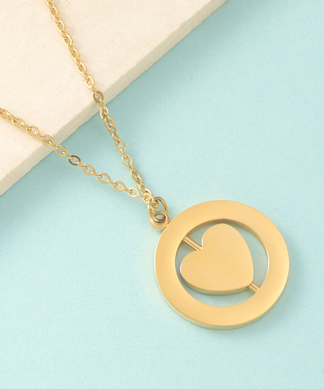 Simple Gold Stainless Steel Overgild Love Pendant Necklace