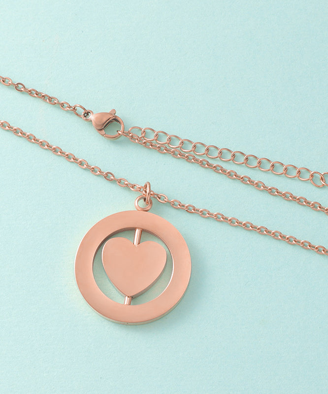 Simple Gold Stainless Steel Overgild Love Pendant Necklace