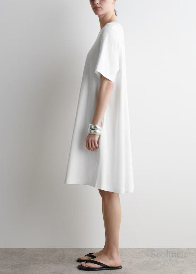 Simple White Oversized Cotton Day Dresses Summer – Omychic