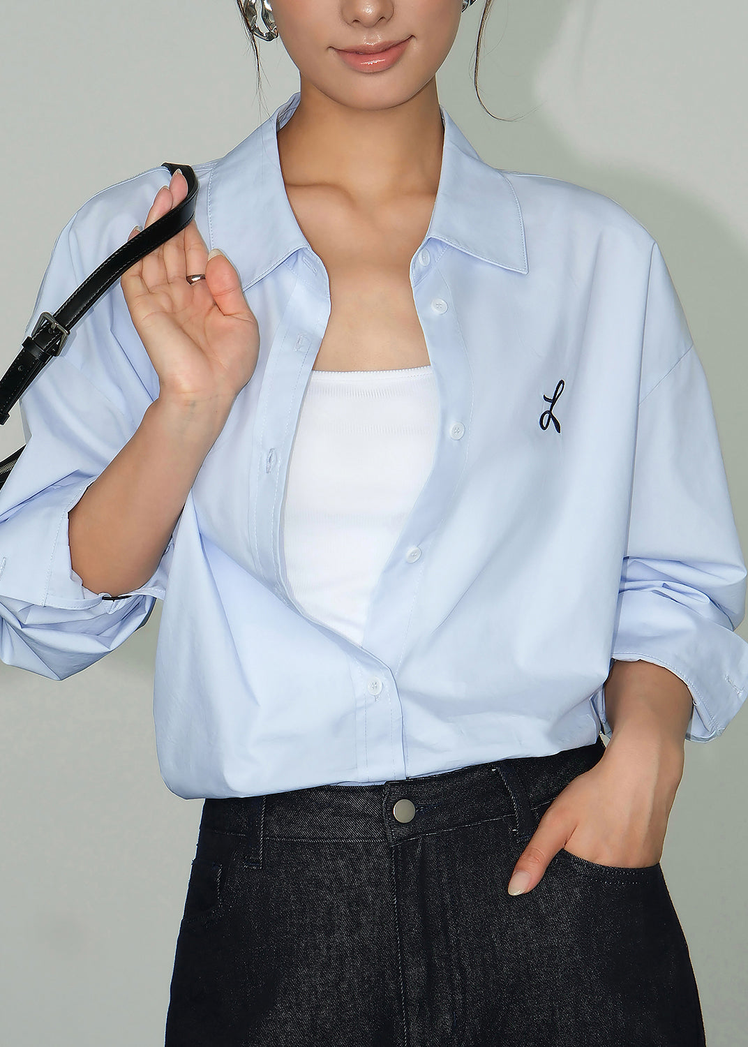 Simple White Peter Pan Collar Embroidered Cotton Top Fall