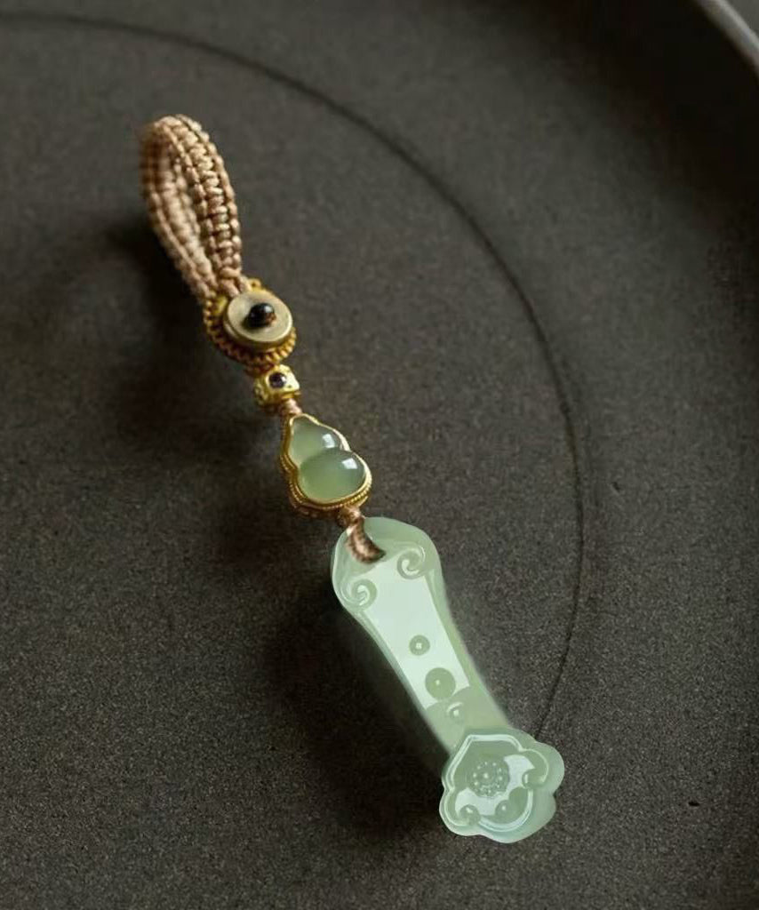 Simple Yellow Weave Jade Ruyi Calabash Phone Chains