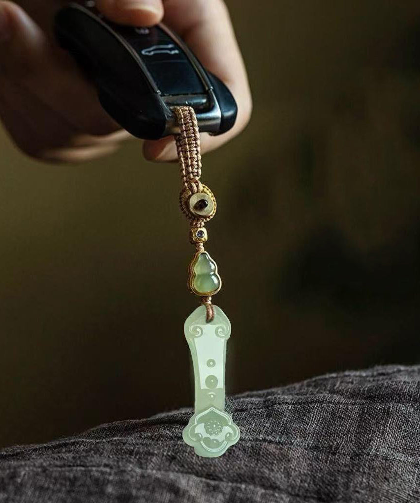 Simple Yellow Weave Jade Ruyi Calabash Phone Chains