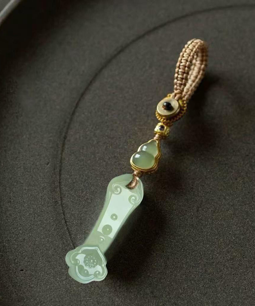 Simple Yellow Weave Jade Ruyi Calabash Phone Chains