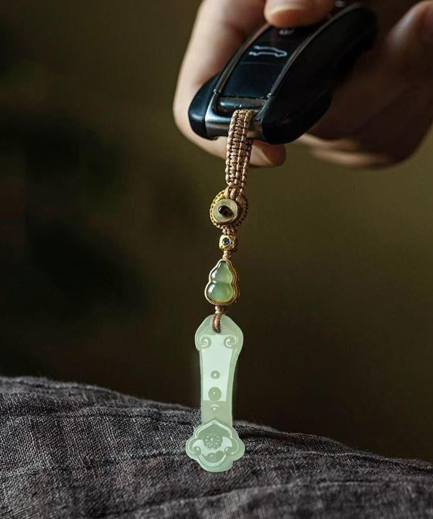 Simple Yellow Weave Jade Ruyi Calabash Phone Chains