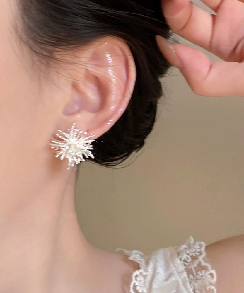Skinny Silk Copper Zircon Dandelion Stud Earrings