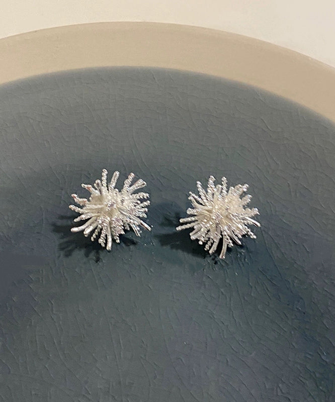 Skinny Silk Copper Zircon Dandelion Stud Earrings