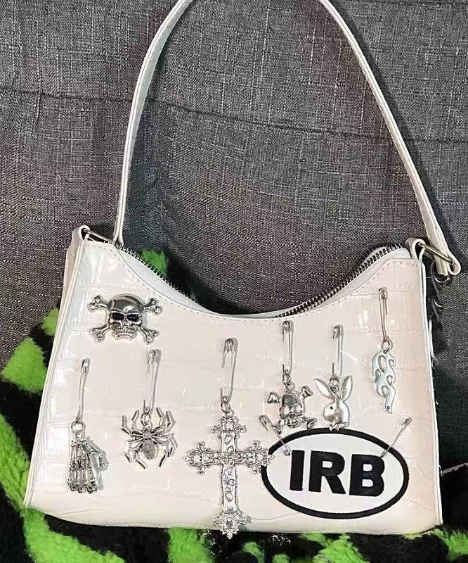 Style Black Embroidery Solid Durable Faux Leather Hobo Bag