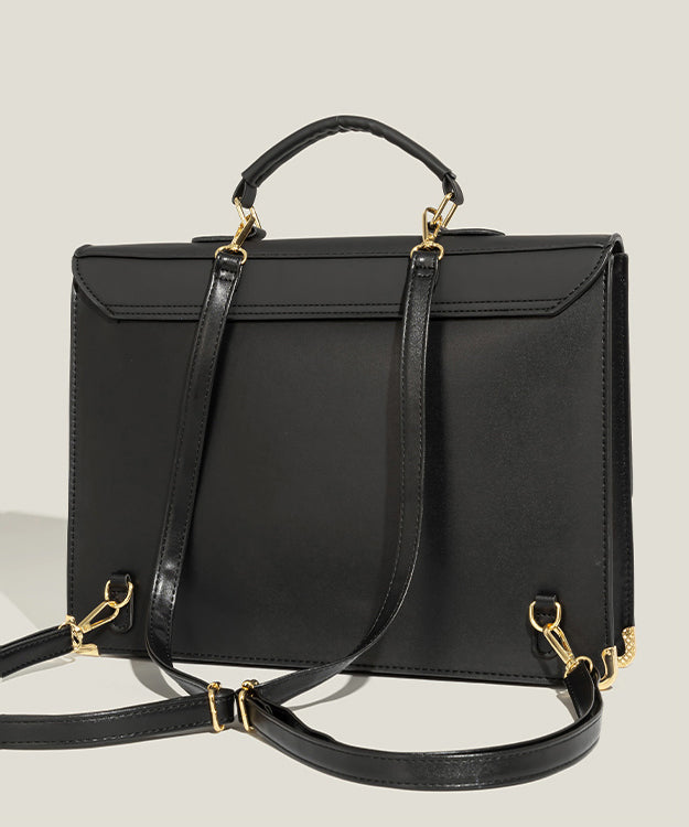 Style Black Large Capacity Faux Leather Backpack Bag