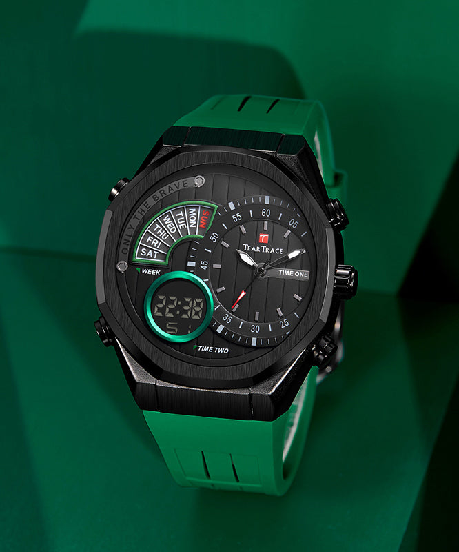 Style Black Silicone Rubber Quartz Movement Waterproof Watches