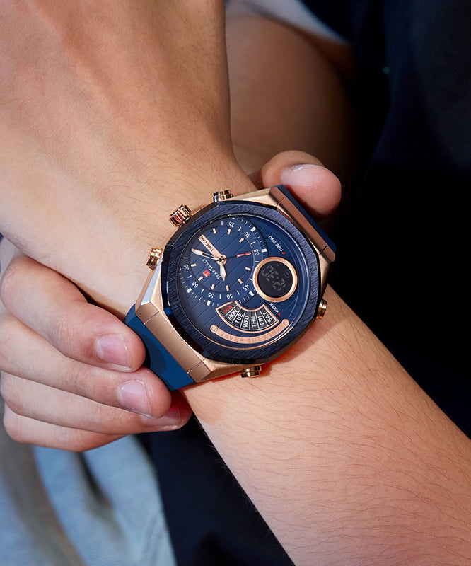 Style Black Silicone Rubber Quartz Movement Waterproof Watches