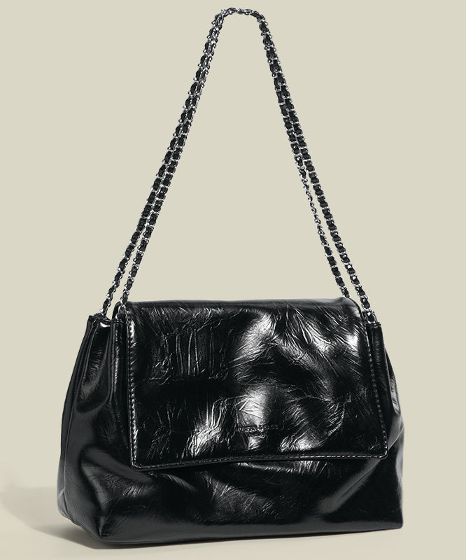 Style Black Solid Durable Faux Leather Flap Bag