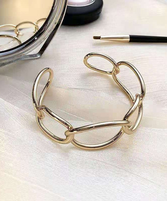Style Gold Metal Hollow Out Chain Open Cuff