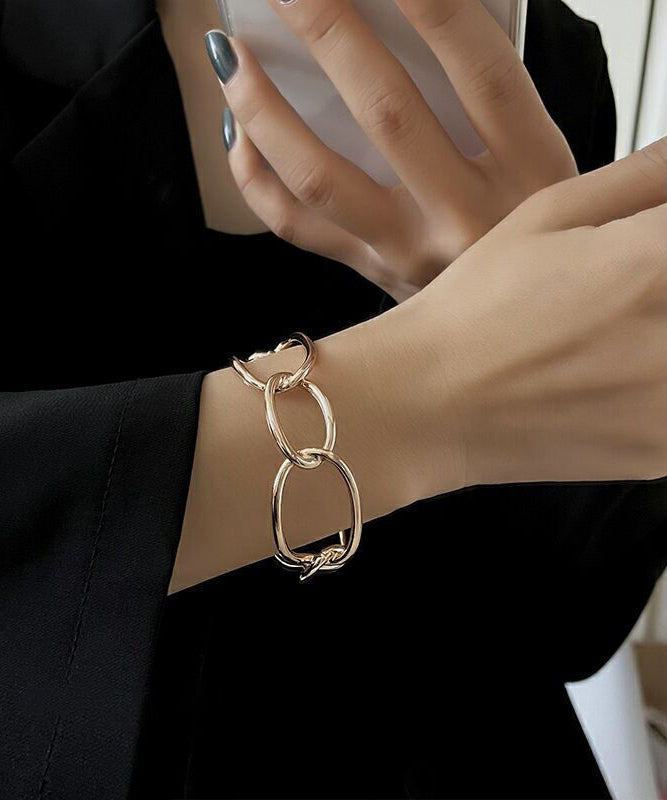 Style Gold Metal Hollow Out Chain Open Cuff