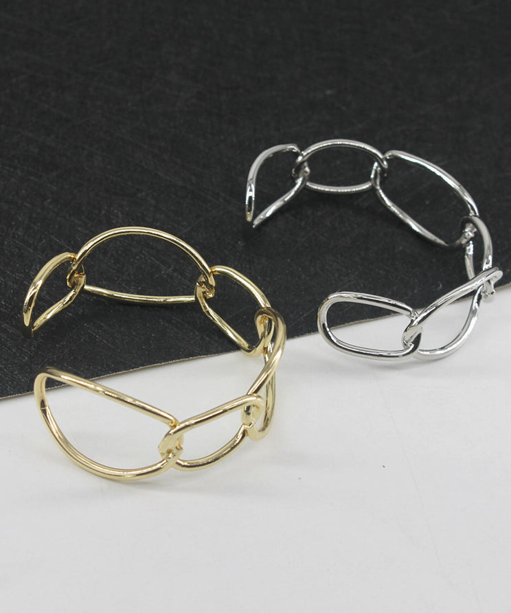 Style Gold Metal Hollow Out Chain Open Cuff