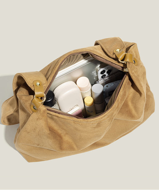 Style Light Camel Large Capacity Suede Shoulder Bags