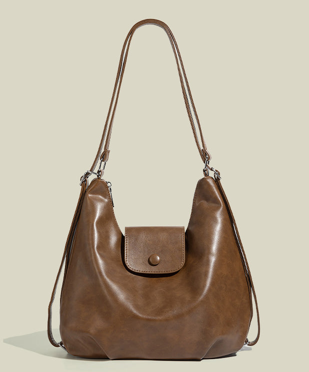 Style Solid Durable Faux Leather Versatile Shoulder Bags