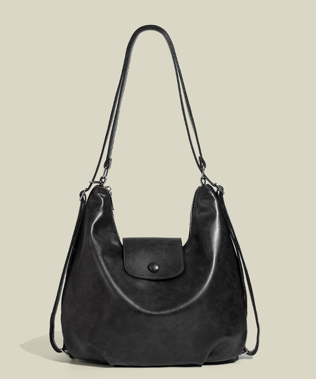 Style Solid Durable Faux Leather Versatile Shoulder Bags