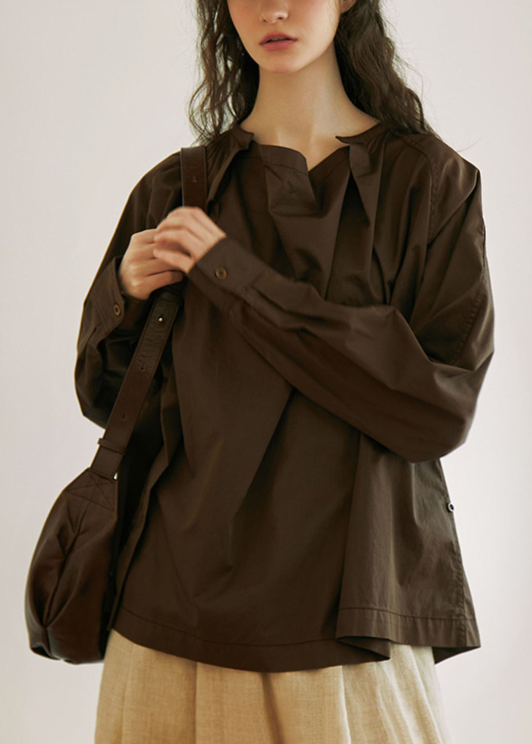 Style White Asymmetrical Button Cotton Shirt Tops Long Sleeve